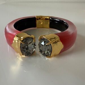 ALEXIS BITTAR Bonbon Crystal Lucite Hinge Bracelet - Red